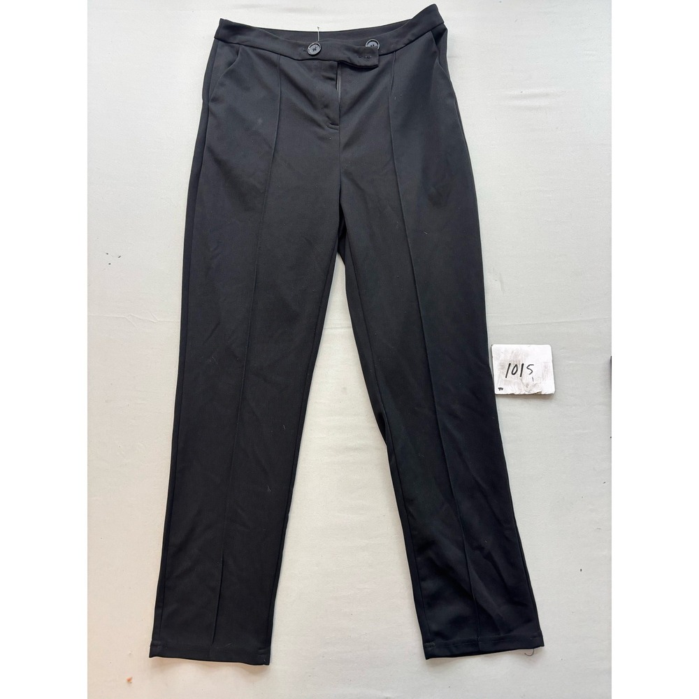 Shein Black Straight Leg Trousers Stitched Crease Pants Size M 6